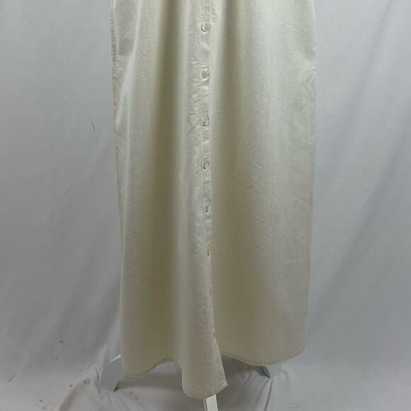 MNG Cream N Metallic Gold Cotton Blend Artist Boho Maxi Shirt Dress NWT Size 10 - Picture 4 of 13